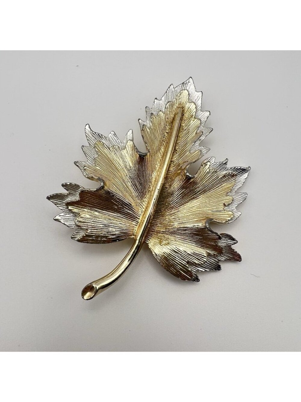 Vintage Sarah Coventry Maple LEAF Gold  Silver Tone Brooch Pin Large Signed